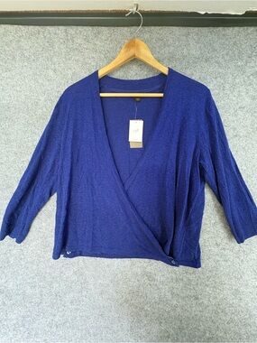 J.Jill linen blend Wrap multiway Cardigan in twilight Blue medium 4 ways to wear